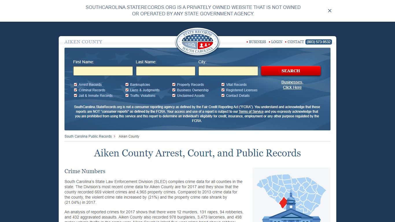 Aiken County Arrest, Court, and Public Records