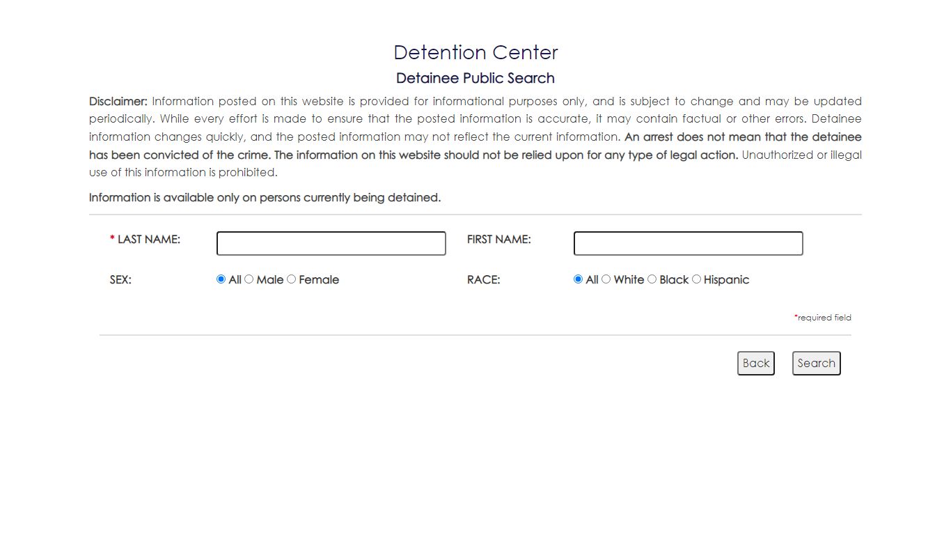 Detention Center Detainee Public Search - Aiken County Government